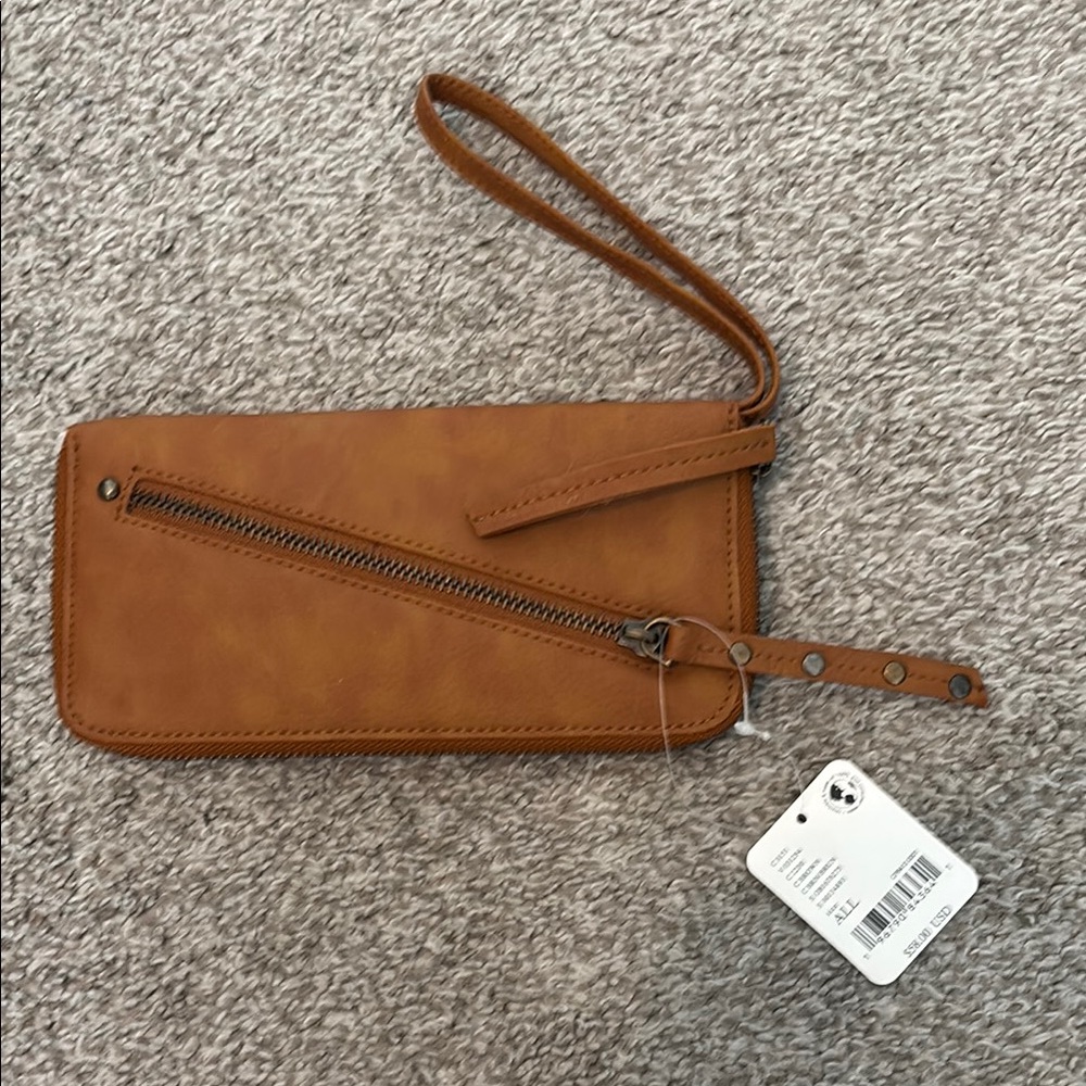 Free People Tan Wristlet Clutch